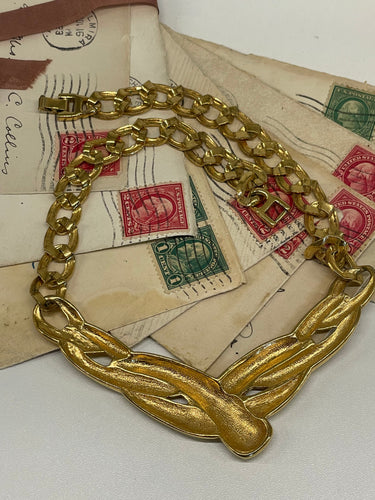 Gold V Twist Necklace Bloomers and Frocks